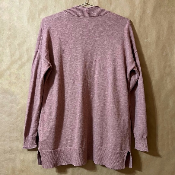 Madewell | Bradley Cardigan Sweater Open Front Textured Cotton Dusty Rose Size S - Picture 8 of 12